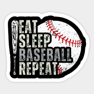 Eat Sleep Baseball Repeat Funny Baseball Player Sticker